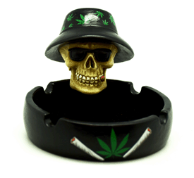 Skull with Weed Hat Ashtray